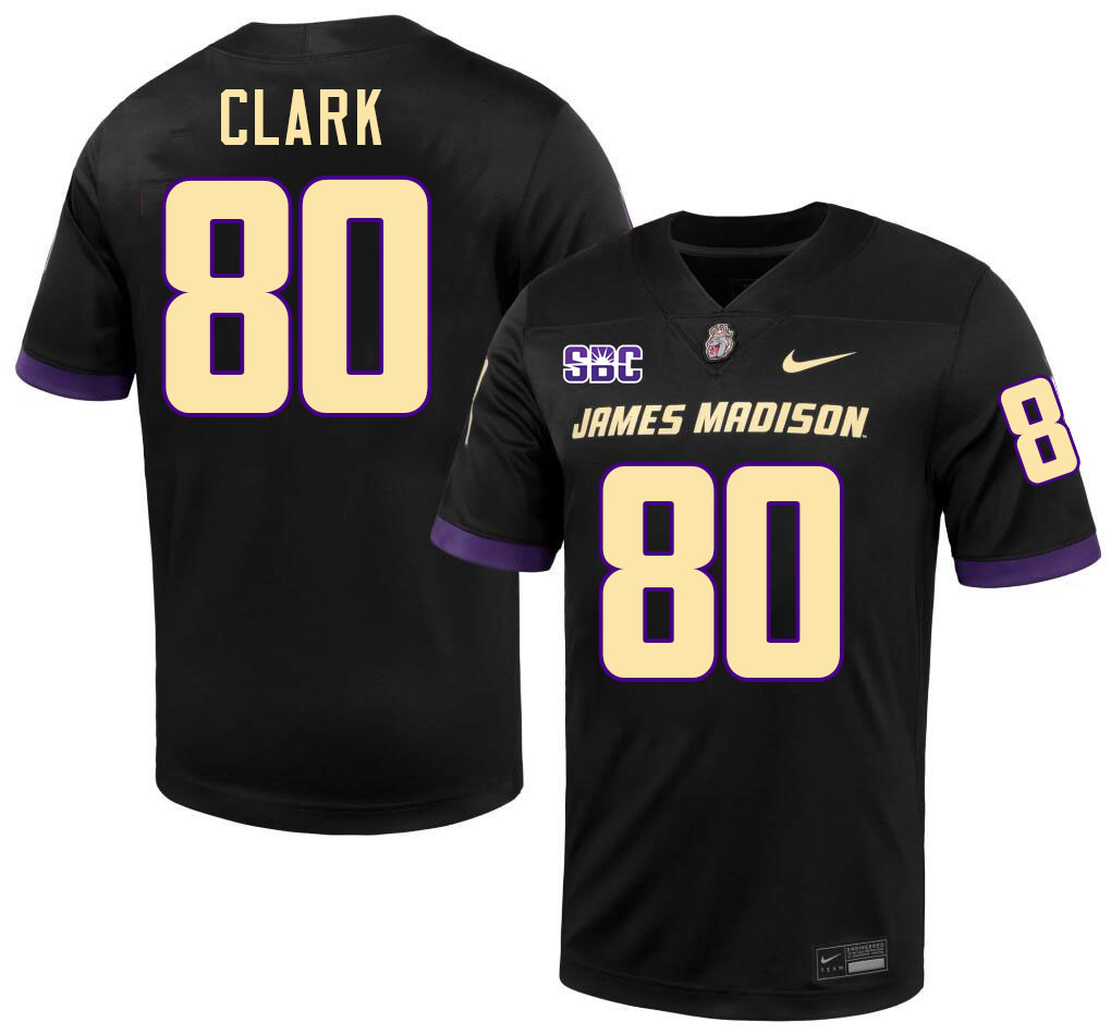 #80 Gary Clark JMU Jersey,James Madison Dukes Football Jerseys Stitched-Black